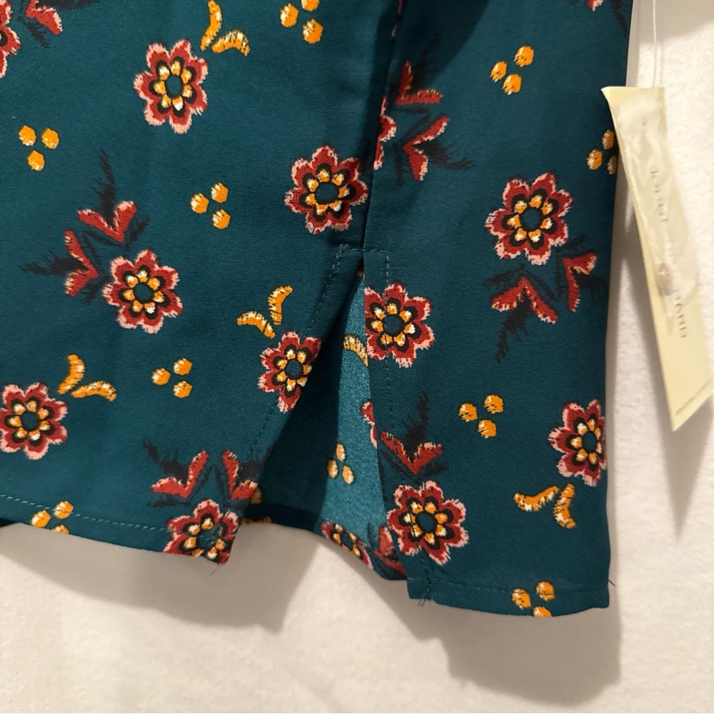 JohnPaulRichard Teal and Yellow Floral Blouse - Picture 5 of 6